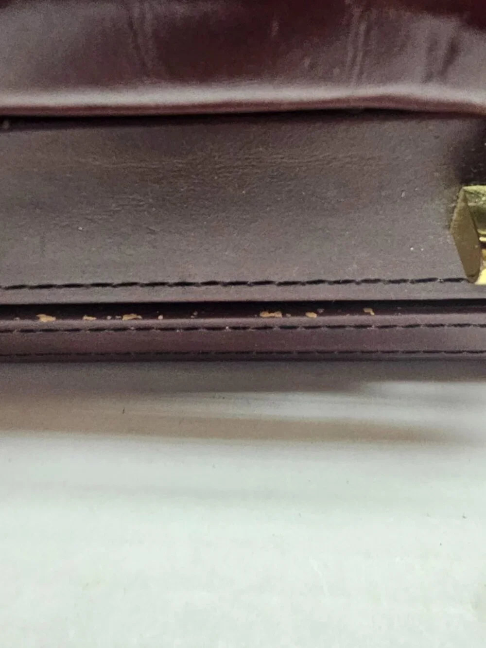 Brown leather Attache Briefcase Bag Jourdon Lock Hard Ware Gold Metallic Brase